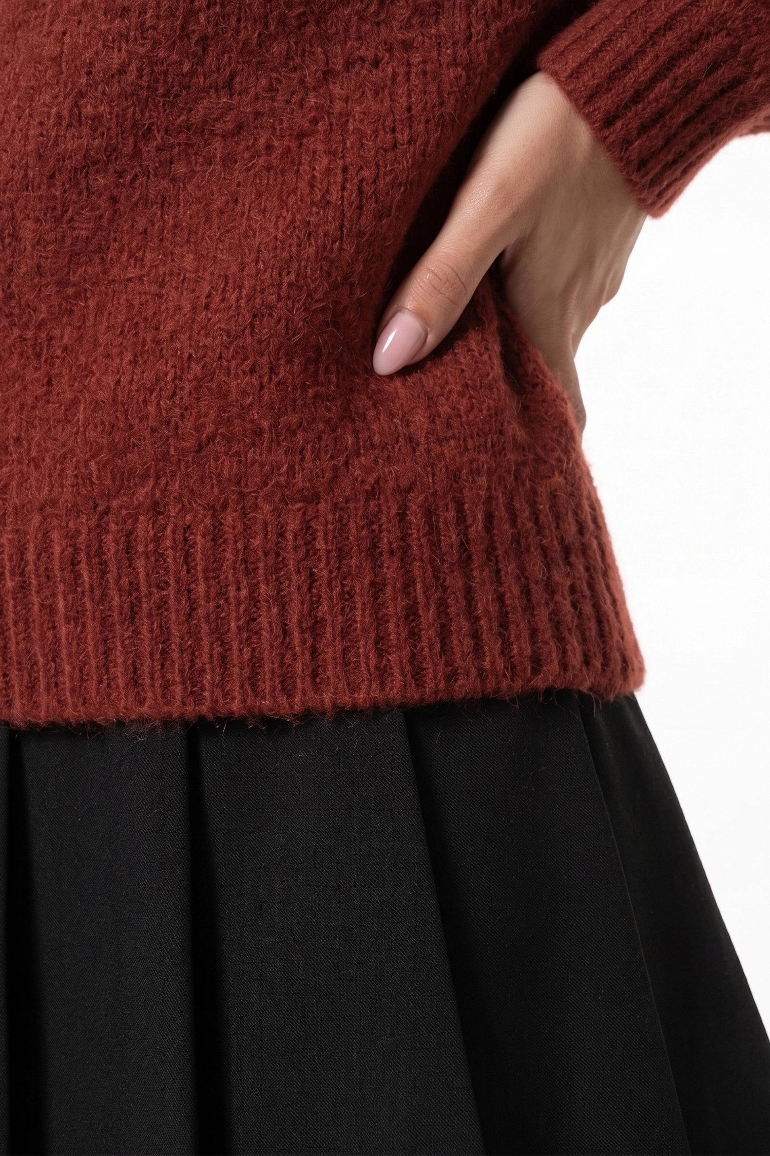 Women's Winter Warm Crew Neck Jumper with Layered Collar