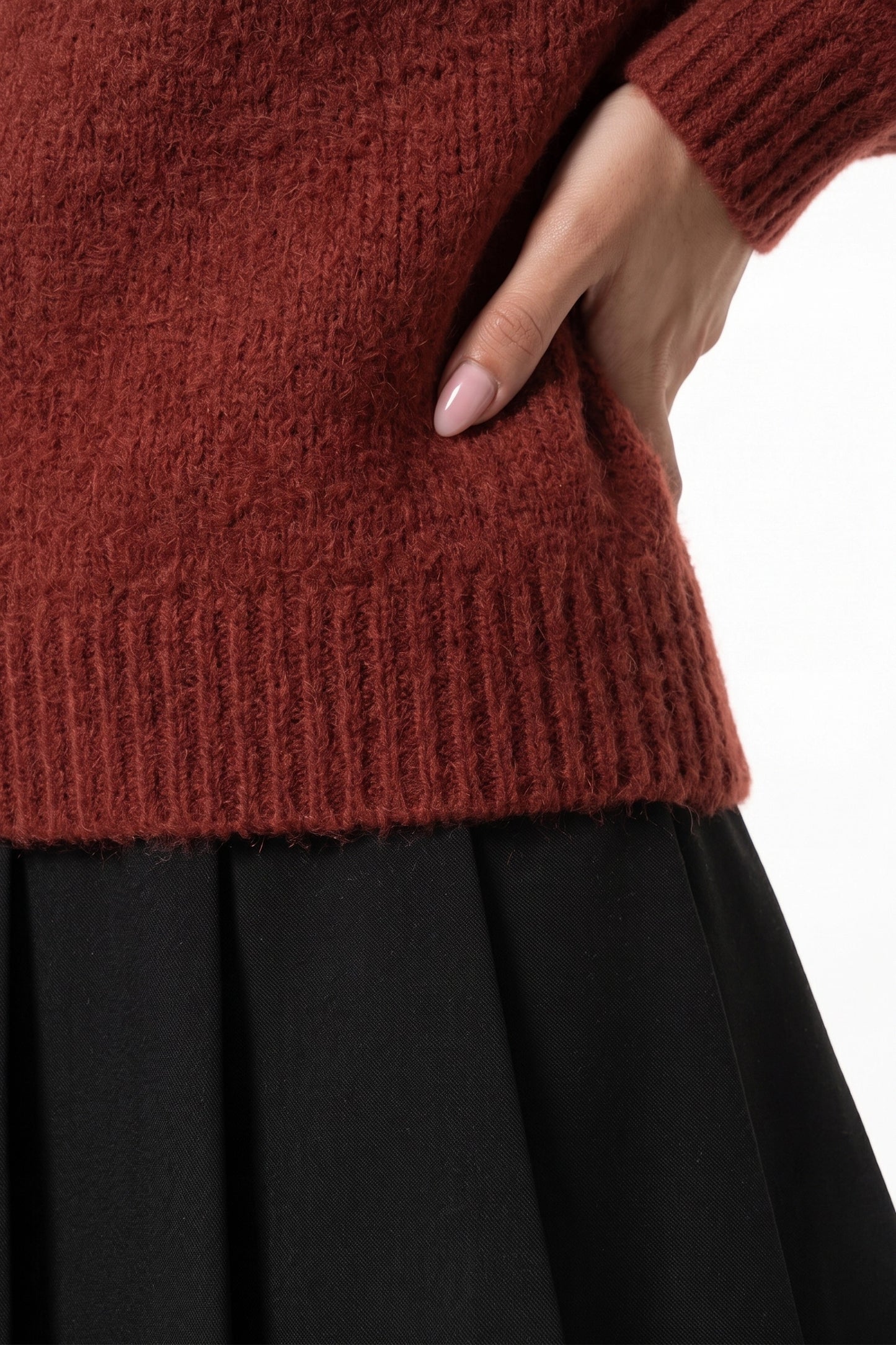 Women's Winter Warm Crew Neck Jumper with Layered Collar