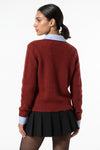 Women's Winter Warm Crew Neck Jumper with Layered Collar