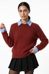 Women's Winter Warm Crew Neck Jumper with Layered Collar