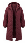 Women's Winter Warm Long Diamond Quilted Hooded Puffer Coat