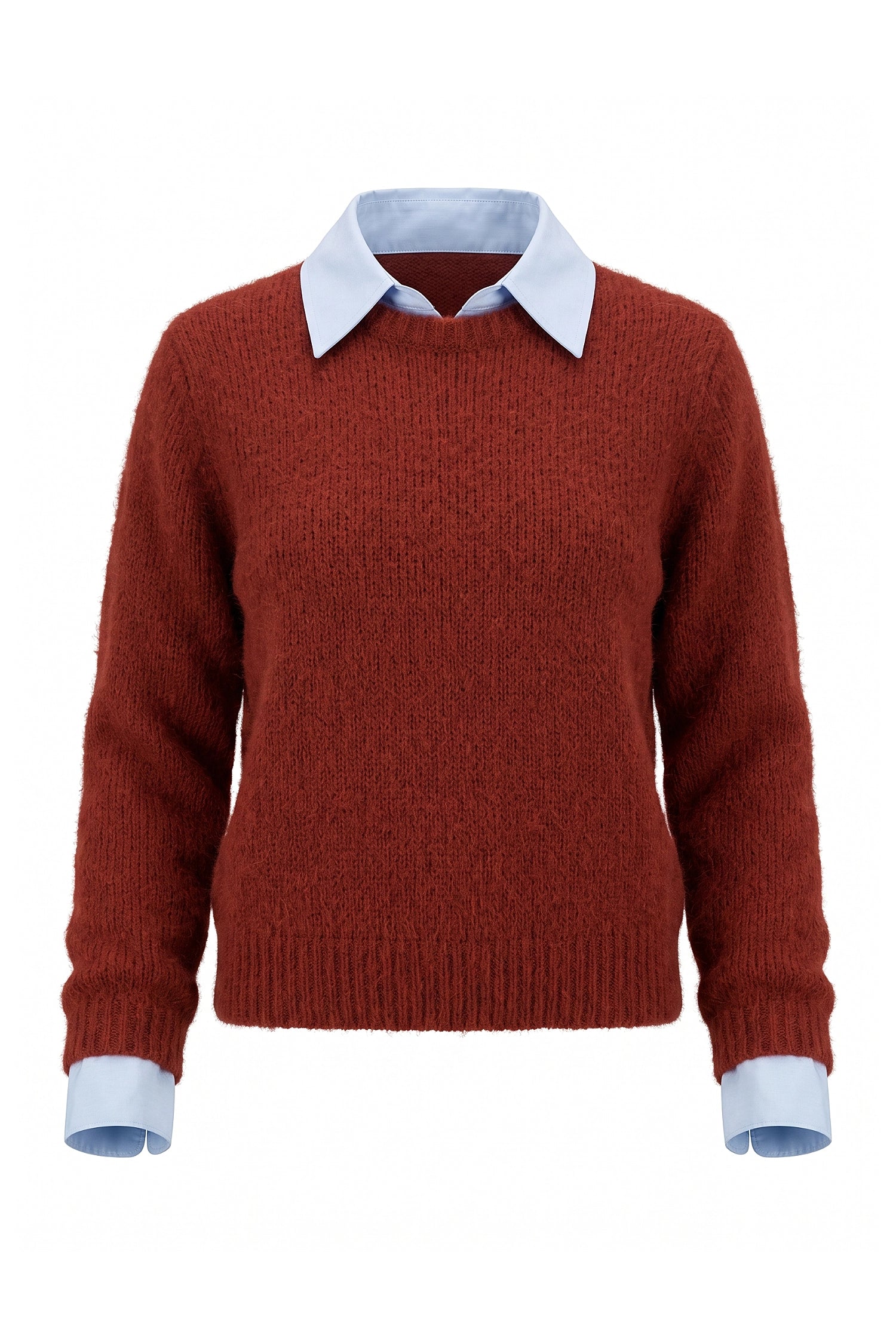 Women's Winter Warm Crew Neck Jumper with Layered Collar