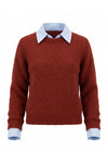 Women's Winter Warm Crew Neck Jumper with Layered Collar