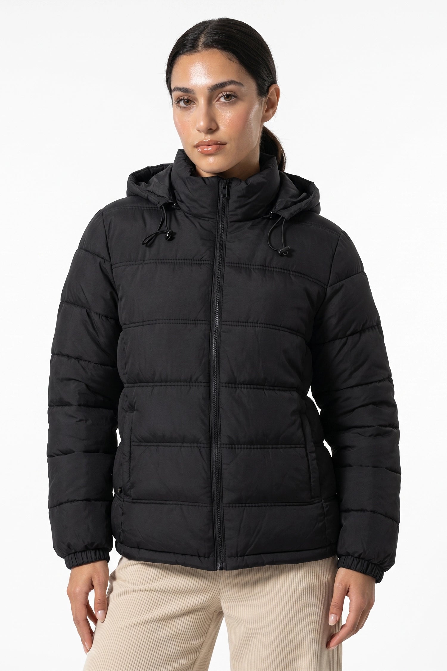 Women’s Winter Warm Hooded Black Puffer Jacket