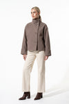 Women’s Winter Warm Short Wool Coat with Button Up High Collar