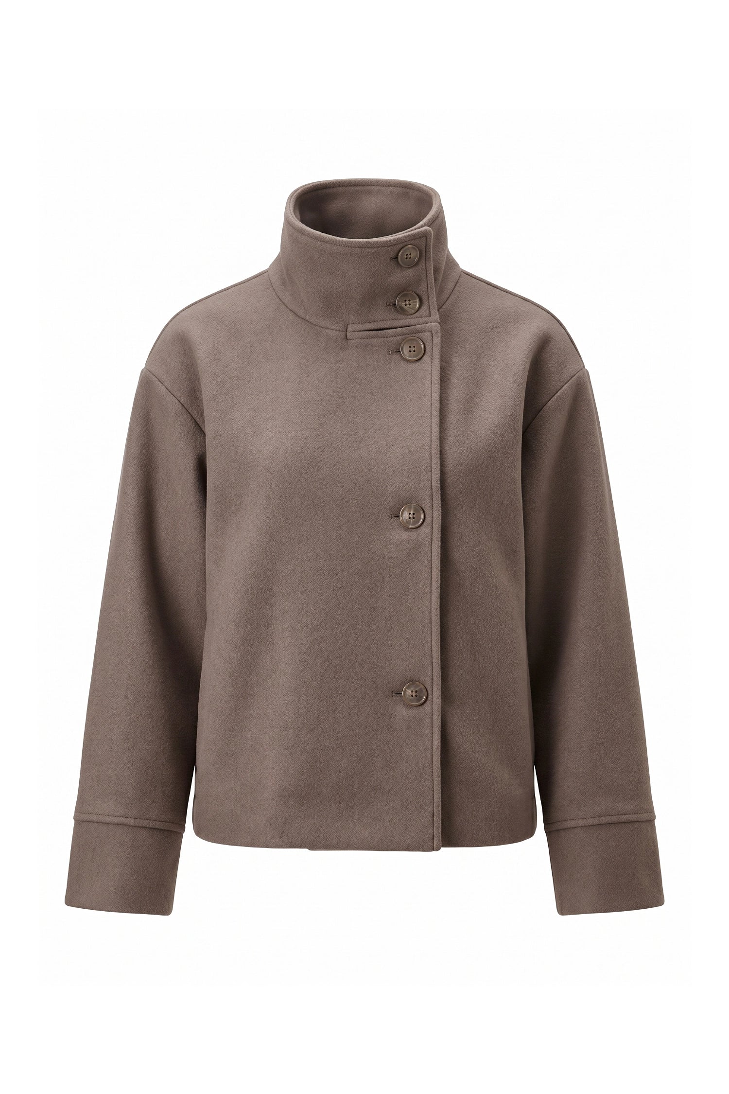 Women’s Winter Warm Short Wool Coat with Button Up High Collar