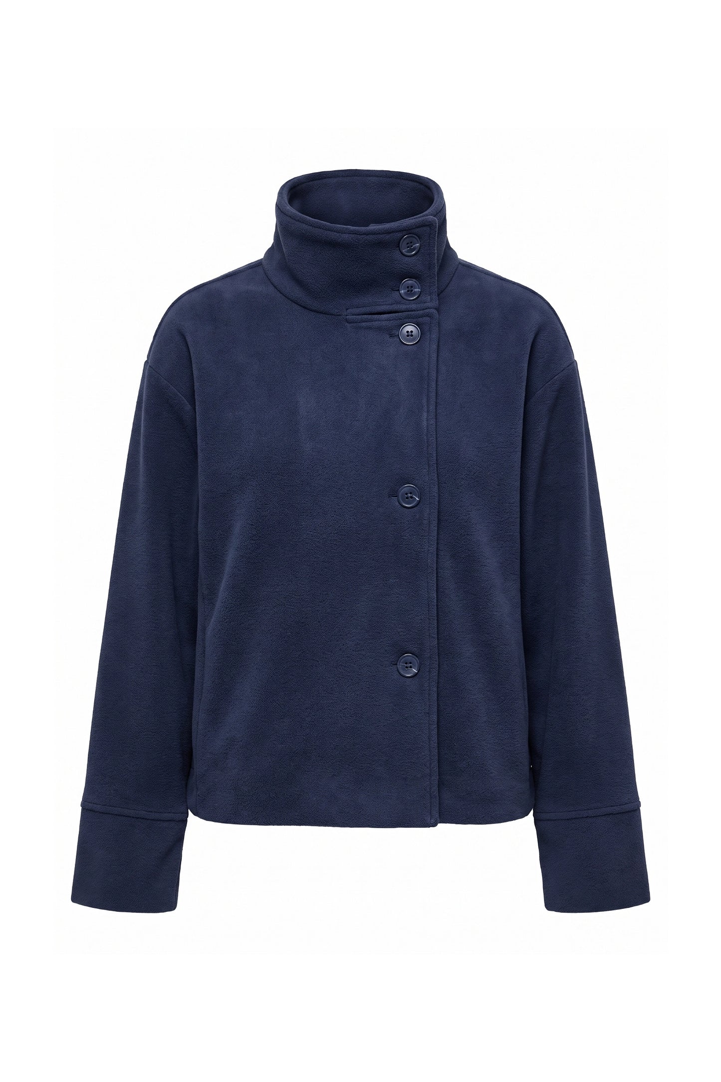 Women’s Winter Warm Short Wool Coat with Button Up High Collar