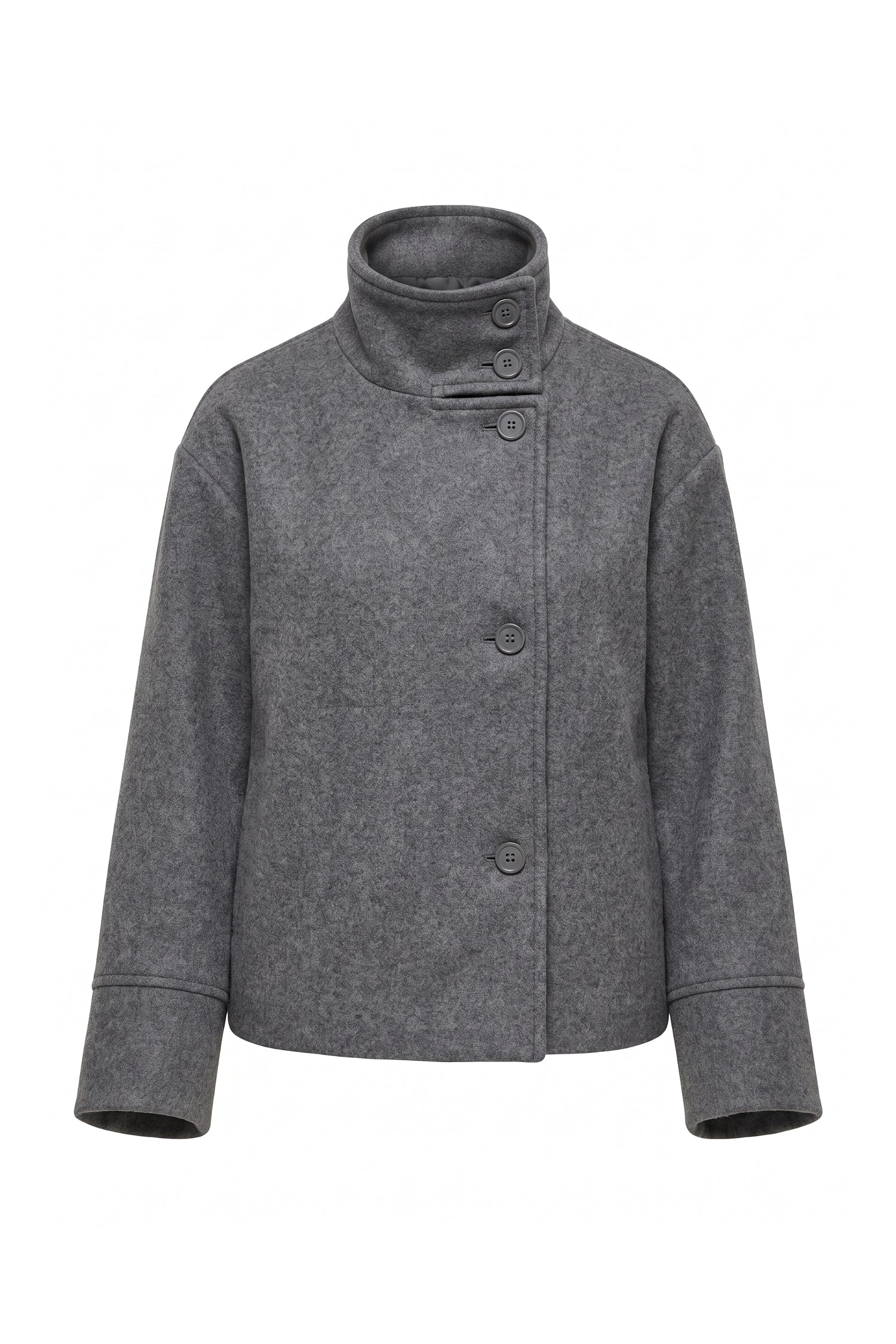 Women’s Winter Warm Short Wool Coat with Button Up High Collar