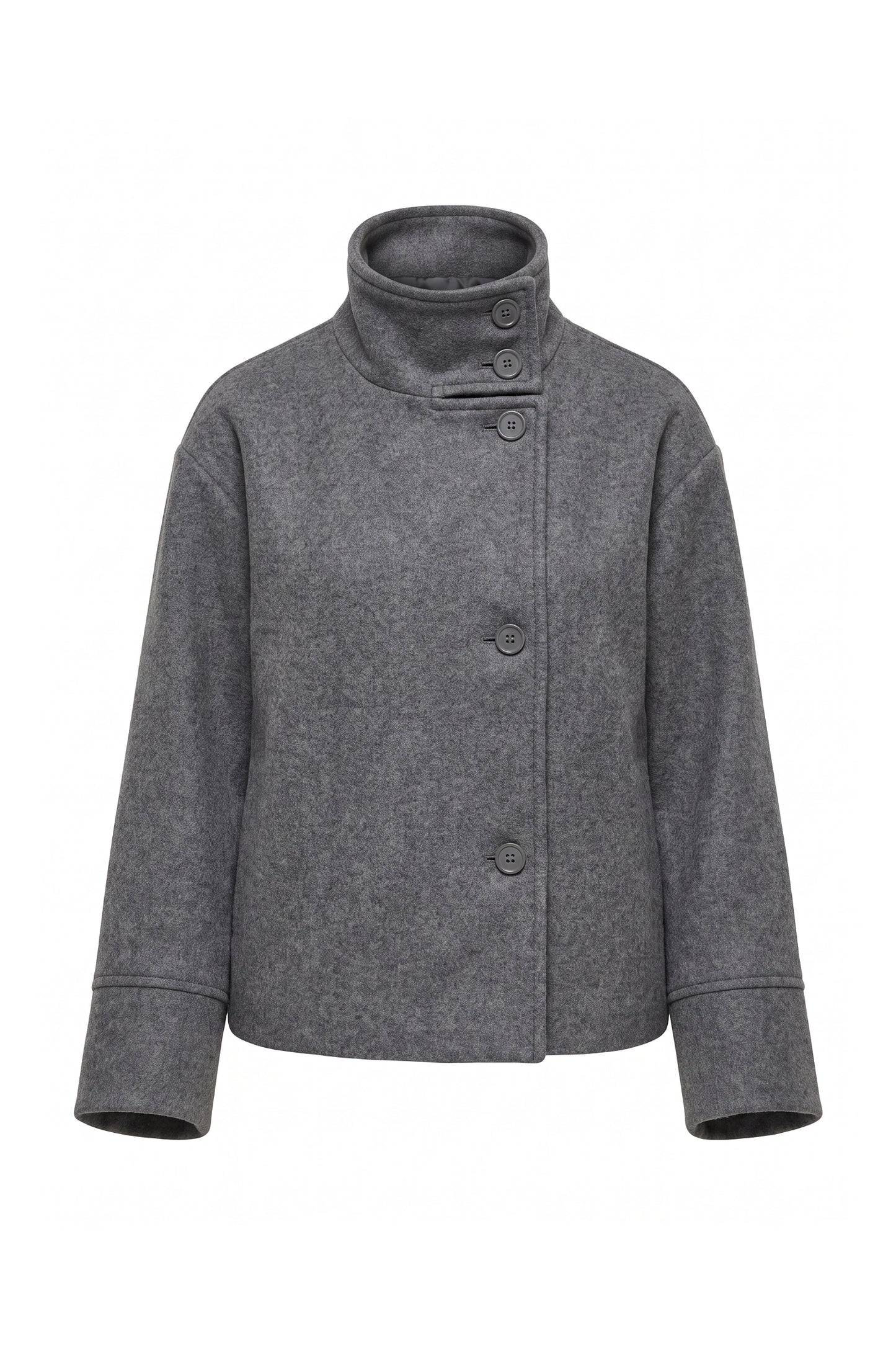 Women’s Winter Warm Short Wool Coat with Button Up High Collar