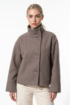 Women’s Winter Warm Short Wool Coat with Button Up High Collar