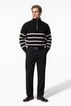 Men's Winter Comfortable Striped Rib Knit Quarter Zip Jumper