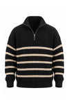 Men's Winter Comfortable Striped Rib Knit Quarter Zip Jumper