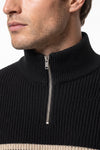 Men's Winter Comfortable Striped Rib Knit Quarter Zip Jumper