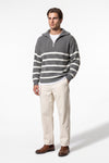 Men's Winter Comfortable Striped Rib Knit Quarter Zip Jumper