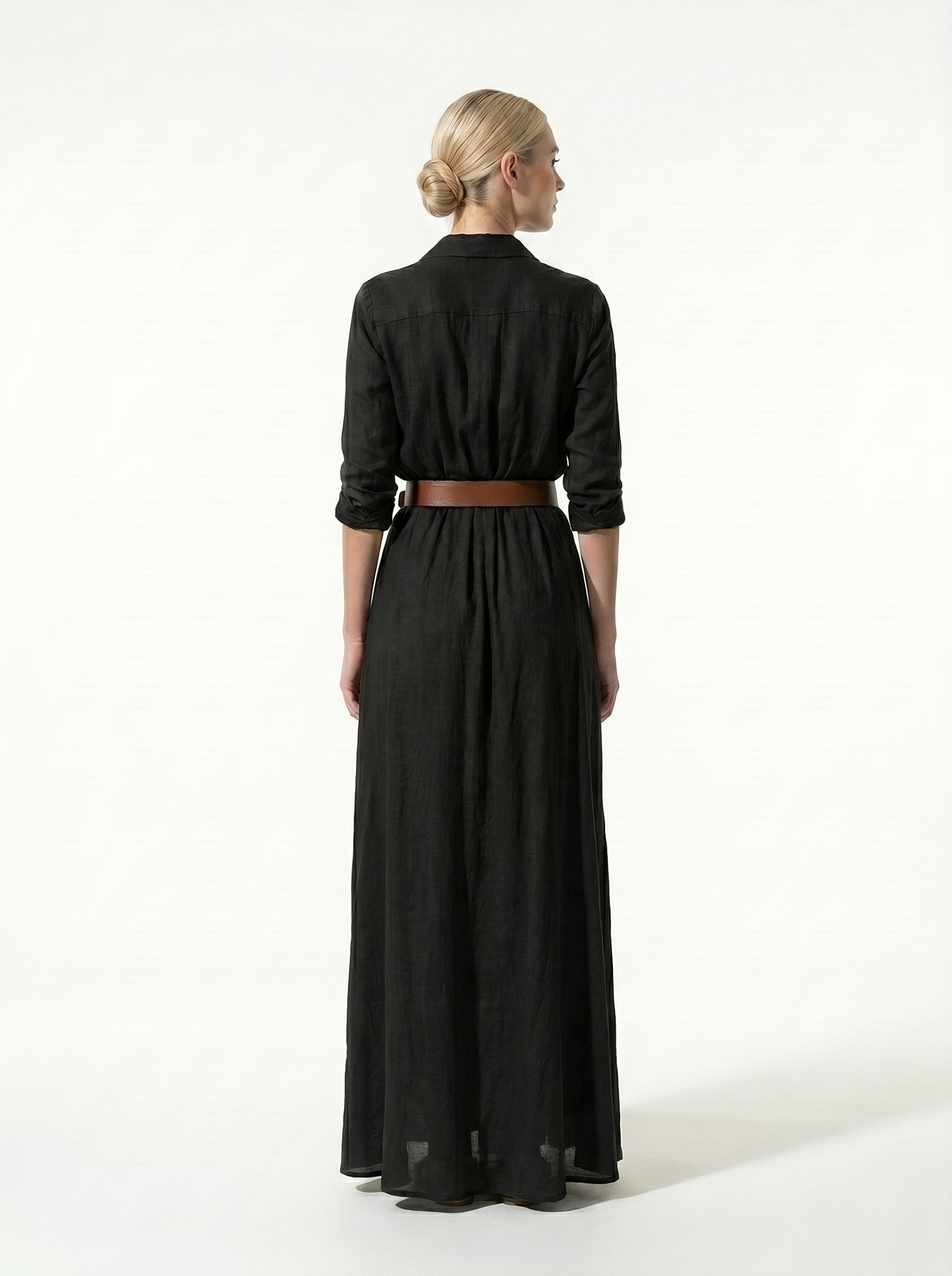 Caurelle | Women’s Lapel Wrap Maxi Dress Elegant Flowing Silhouette