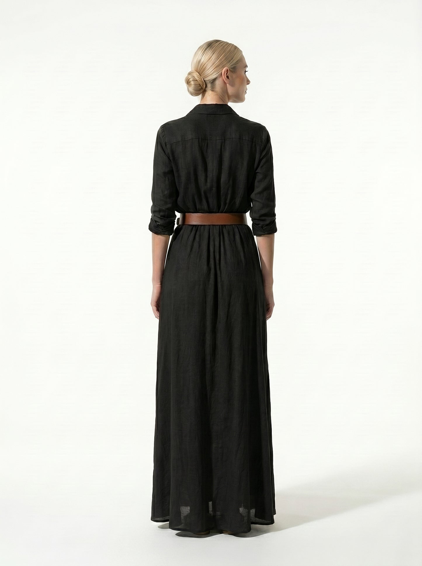 Caurelle | Women’s Lapel Wrap Maxi Dress Elegant Flowing Silhouette