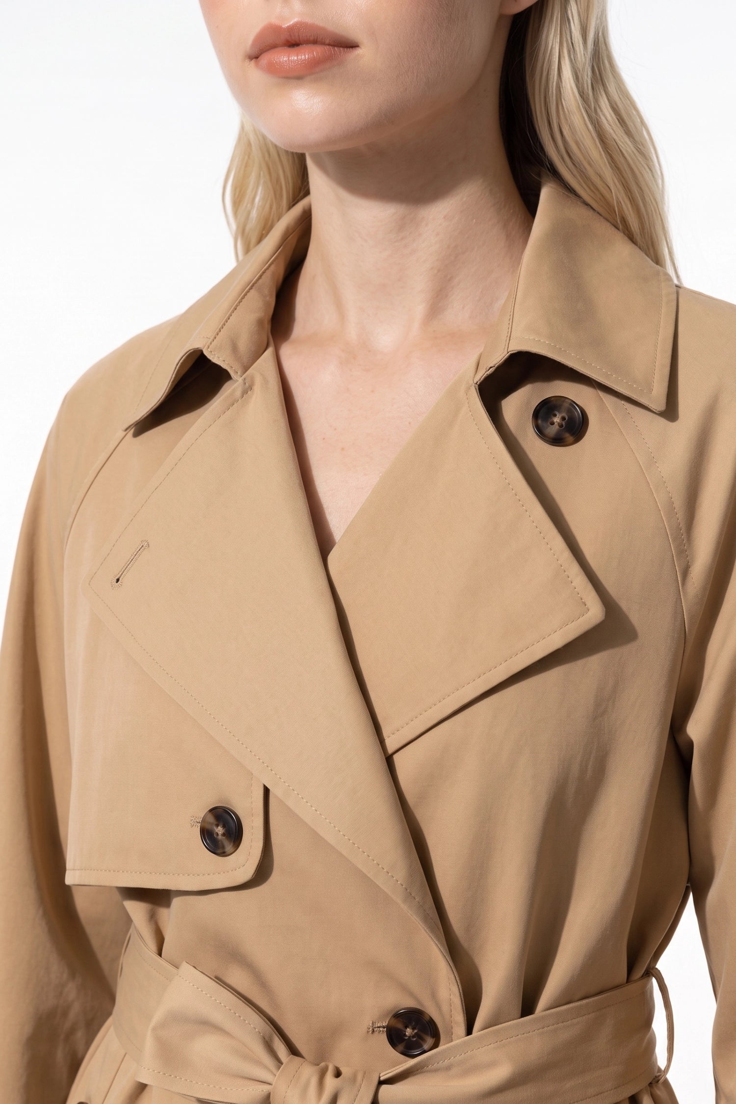 Women's Winter Lightweight Belted Cropped Trench Coat