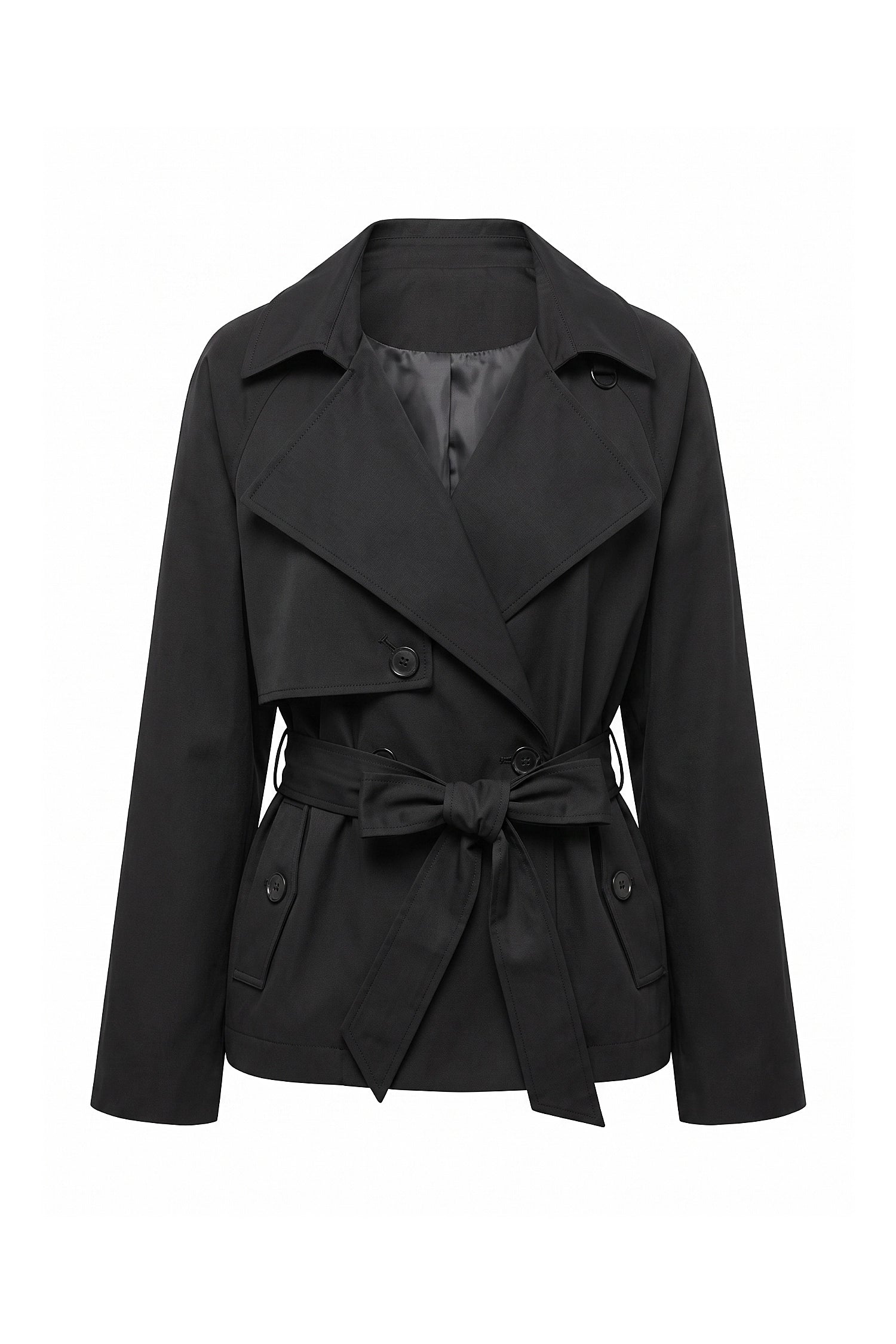 Women's Winter Lightweight Belted Cropped Trench Coat