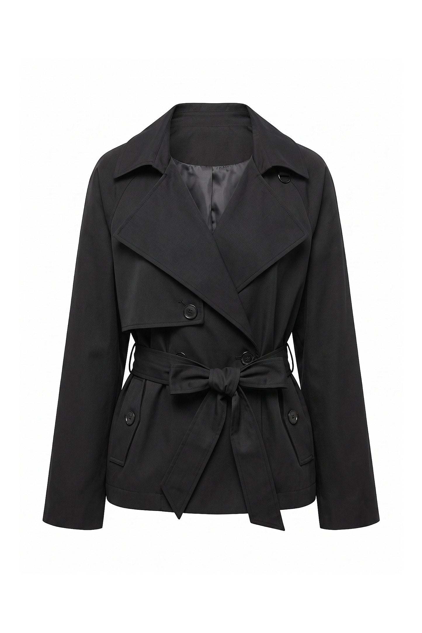 Women's Winter Lightweight Belted Cropped Trench Coat
