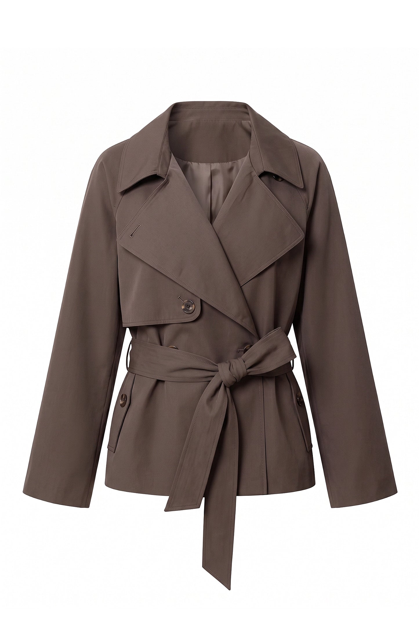 Women's Winter Lightweight Belted Cropped Trench Coat