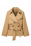Women's Winter Lightweight Belted Cropped Trench Coat