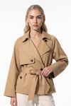 Women's Winter Lightweight Belted Cropped Trench Coat