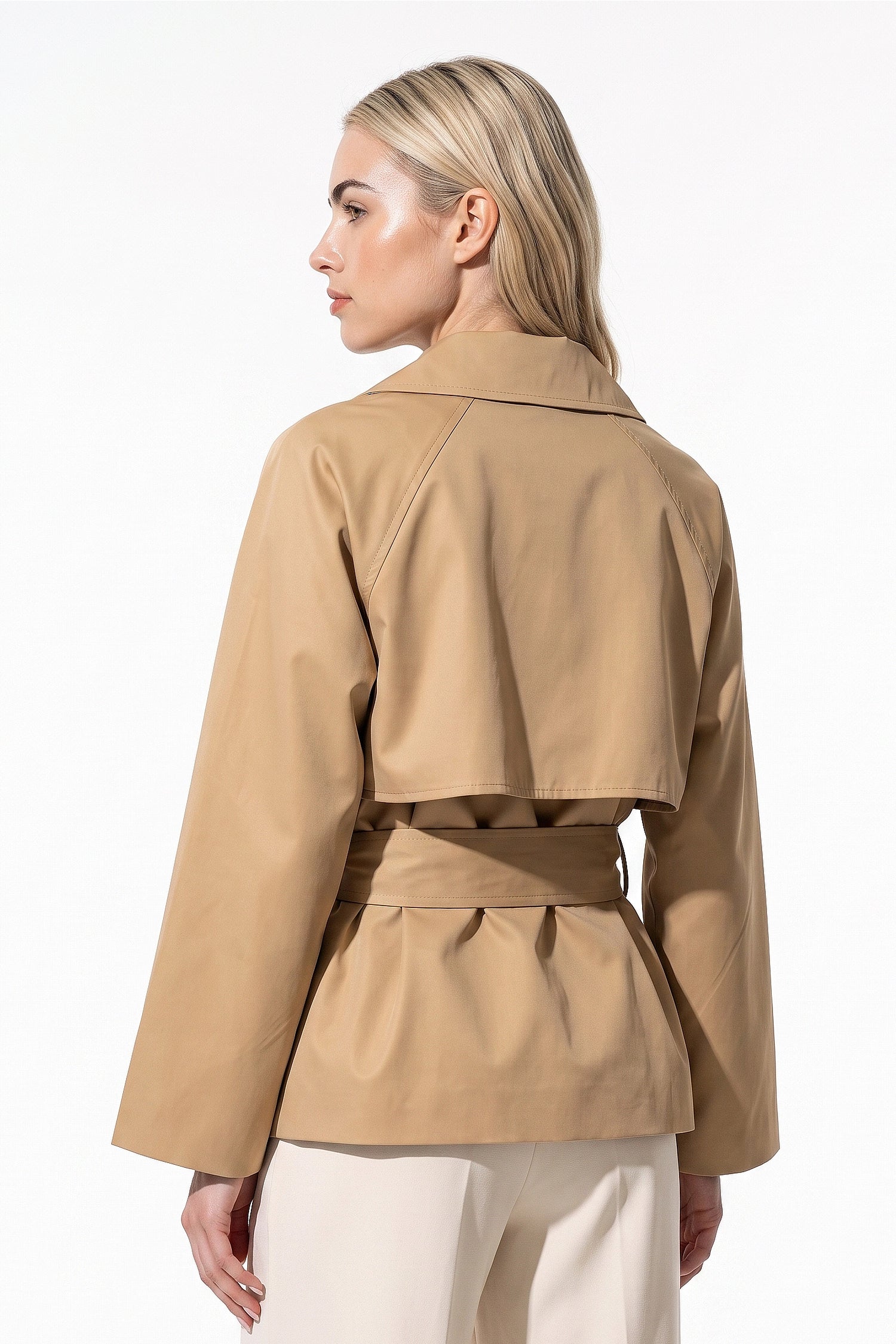 Women's Winter Lightweight Belted Cropped Trench Coat