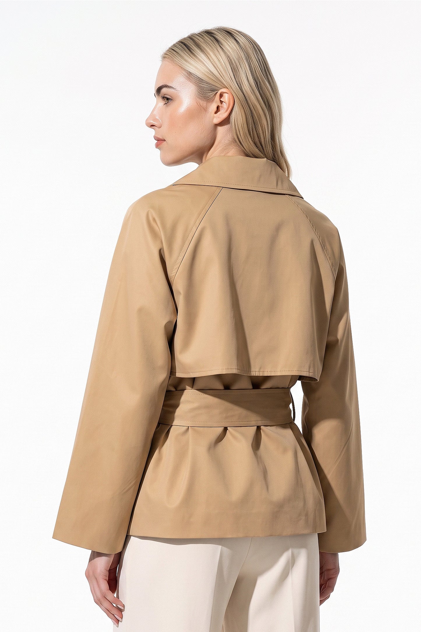 Women's Winter Lightweight Belted Cropped Trench Coat