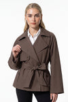 Women's Winter Lightweight Belted Cropped Trench Coat