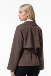 Women's Winter Lightweight Belted Cropped Trench Coat
