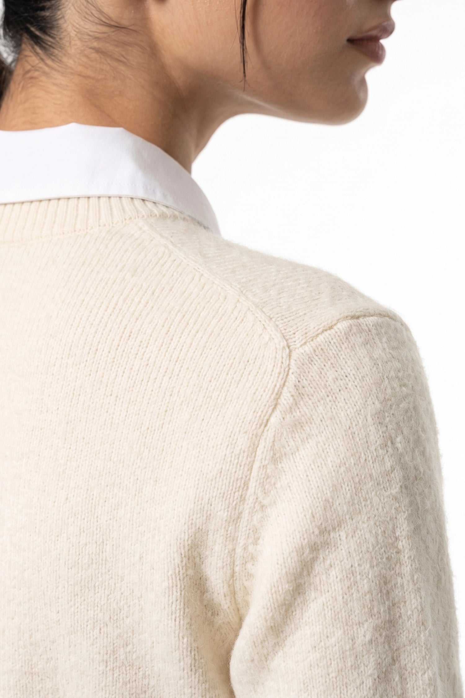 Women's Winter Warm Crew Neck Jumper with Layered Collar