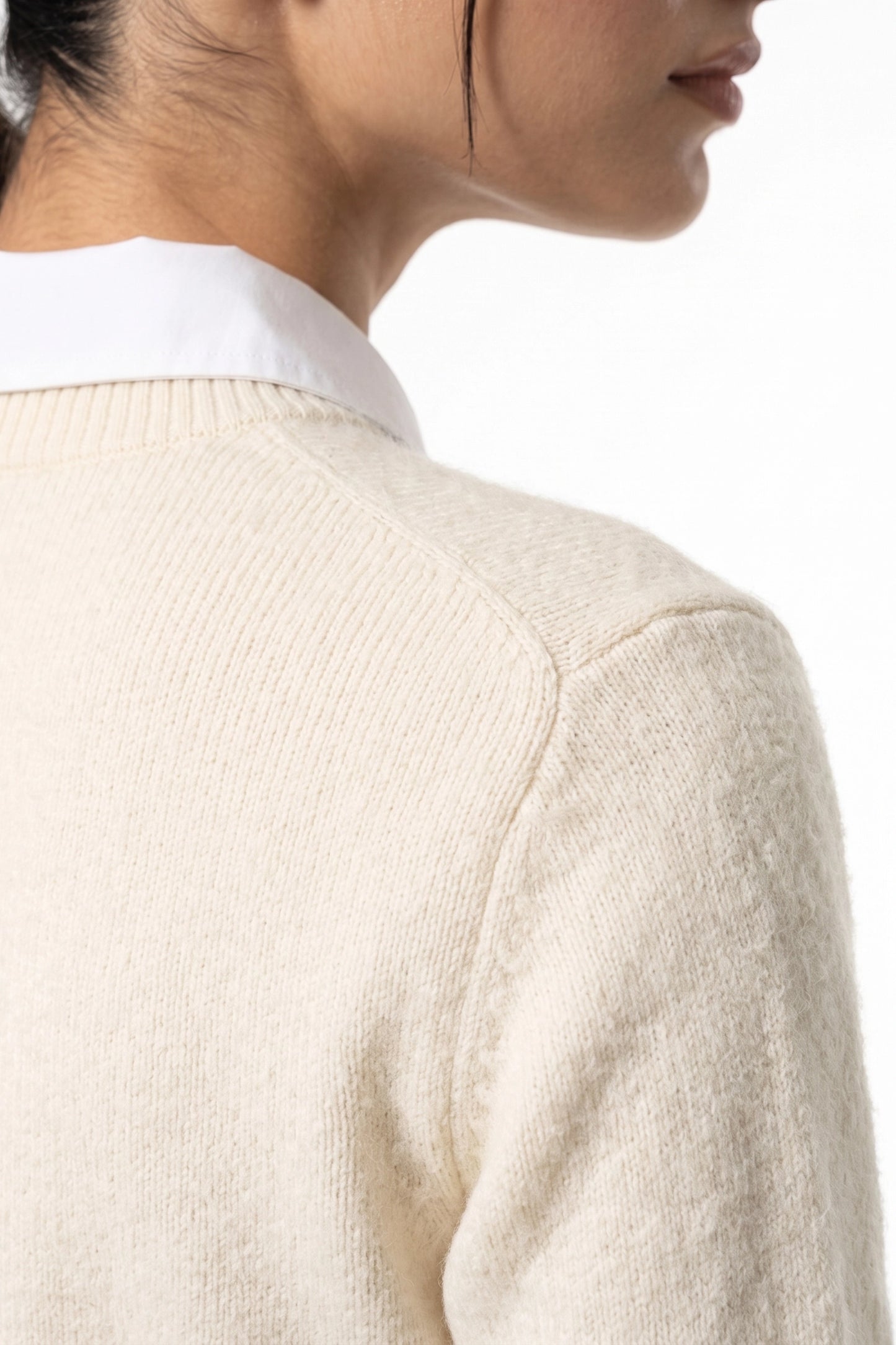 Women's Winter Warm Crew Neck Jumper with Layered Collar