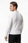 Men’s Winter Comfortable Quarter Zip Ribbed Knit Long Sleeve Polo