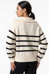 Women's Winter Warm Striped Knit Jumper with Quarter Zip