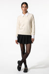 Women's Winter Warm Crew Neck Jumper with Layered Collar