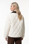 Women's Diamond Quilted Puffer Jacket with Corduroy Collar
