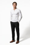 Men’s Winter Comfortable Quarter Zip Ribbed Knit Long Sleeve Polo