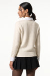 Women's Winter Warm Crew Neck Jumper with Layered Collar
