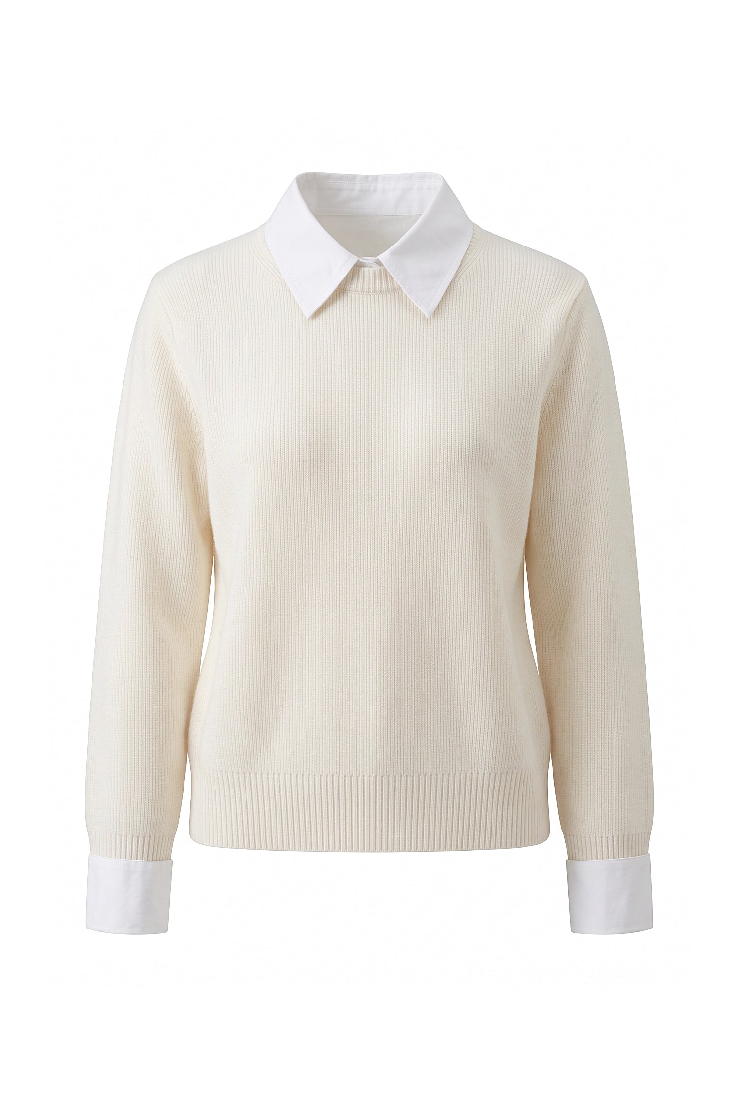 Women's Winter Warm Crew Neck Jumper with Layered Collar
