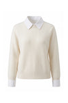 Women's Winter Warm Crew Neck Jumper with Layered Collar