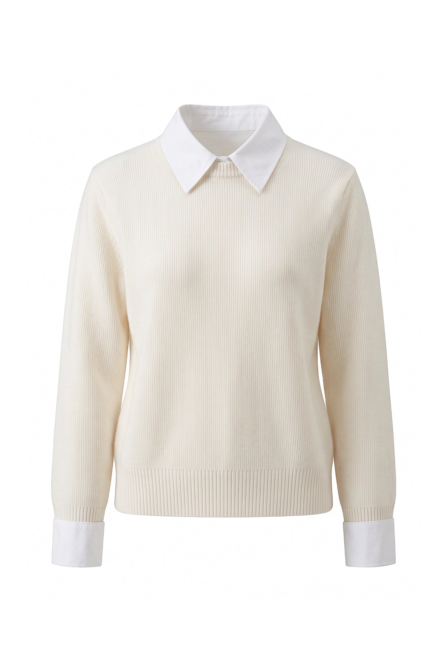 Women's Winter Warm Crew Neck Jumper with Layered Collar