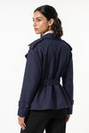 Women's Winter Short Cropped Trench Coat with Belted Waist