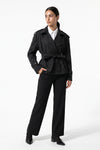 Women's Winter Short Cropped Trench Coat with Belted Waist