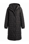 Women’s Winter Warm Longline Quilted Puffer Coat with Hood and Full Zip Front