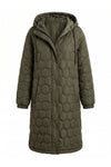 Women’s Winter Warm Longline Quilted Puffer Coat with Hood and Full Zip Front