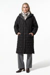 Women’s Winter Warm Longline Quilted Puffer Coat with Hood and Full Zip Front