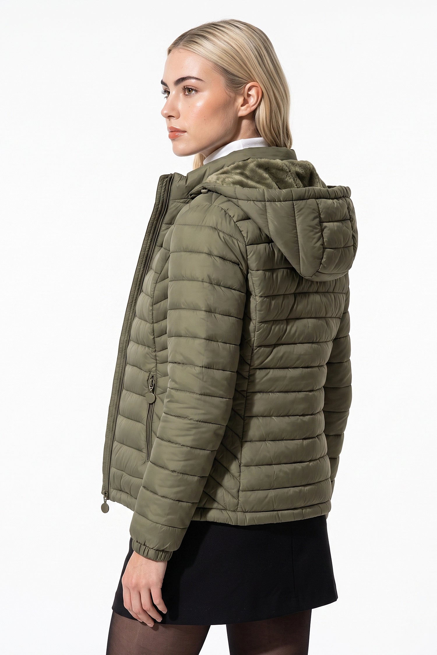 Women's Fleece Lined Warm Hooded Puffer Jacket