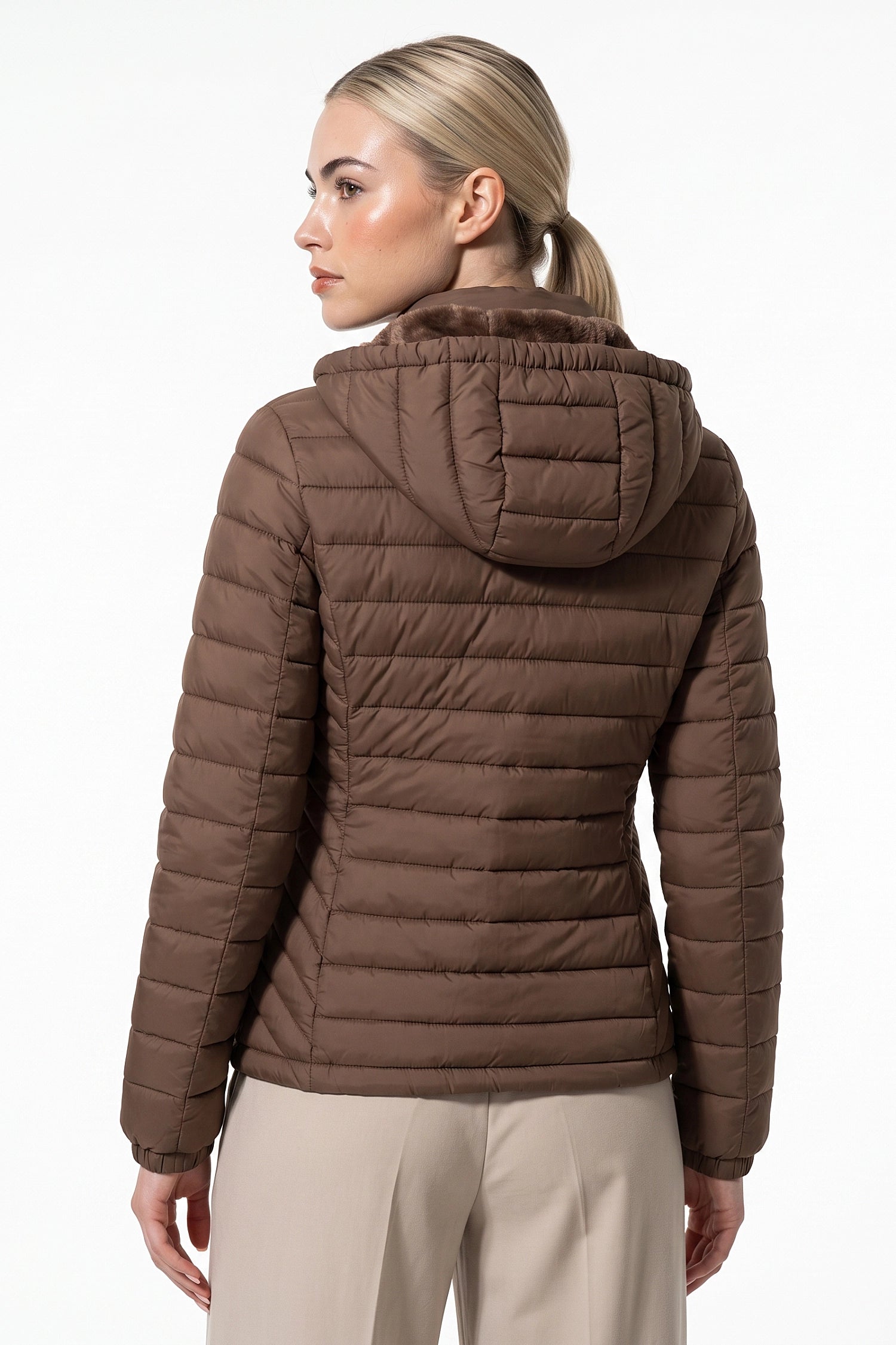Women's Fleece Lined Warm Hooded Puffer Jacket