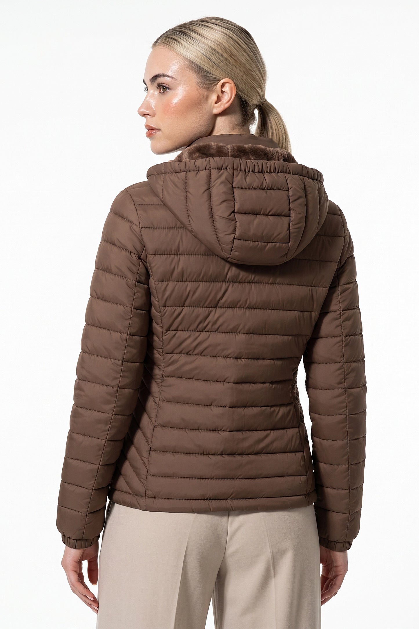 Women's Fleece Lined Warm Hooded Puffer Jacket