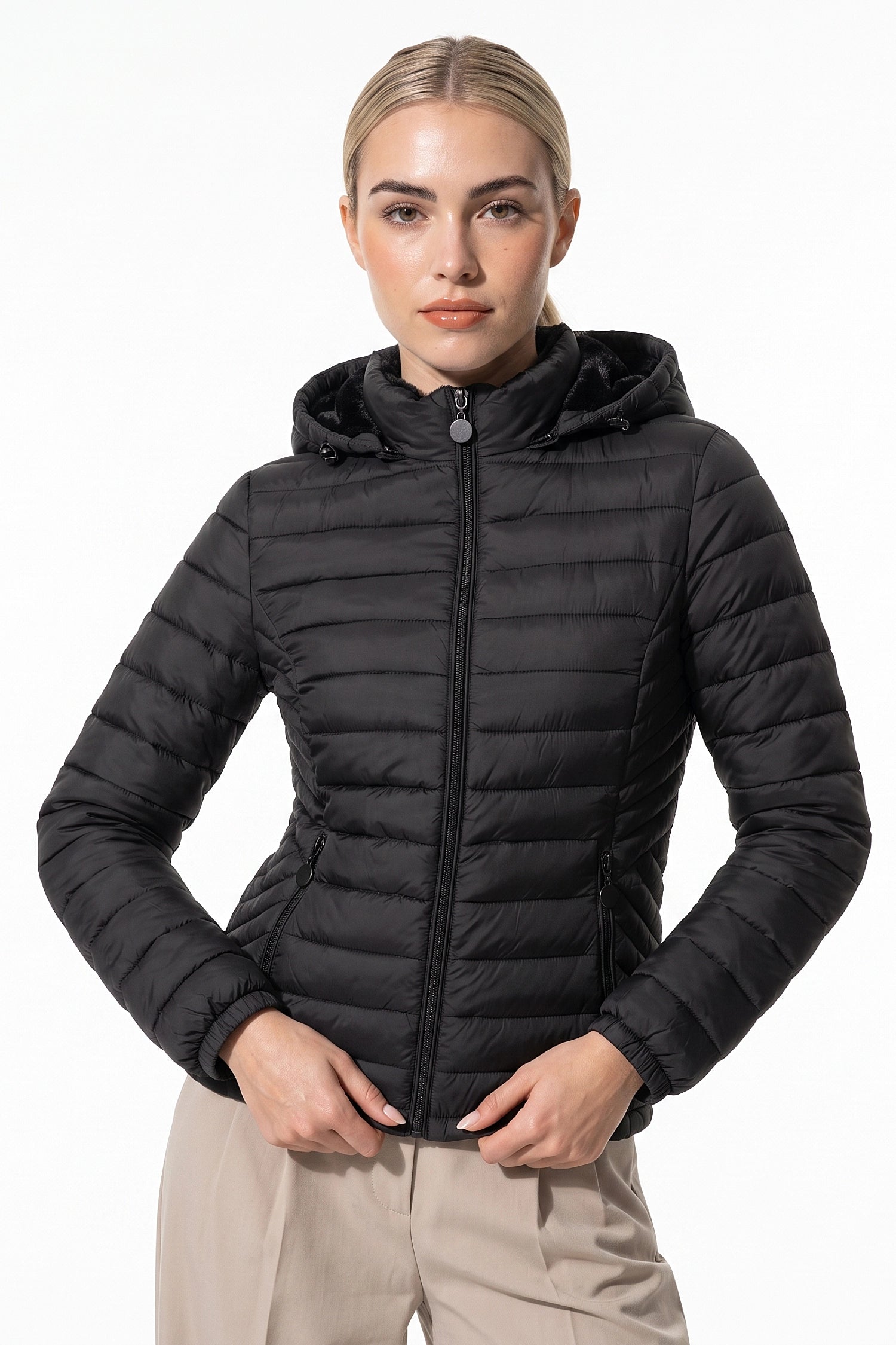 Women's Fleece Lined Warm Hooded Puffer Jacket